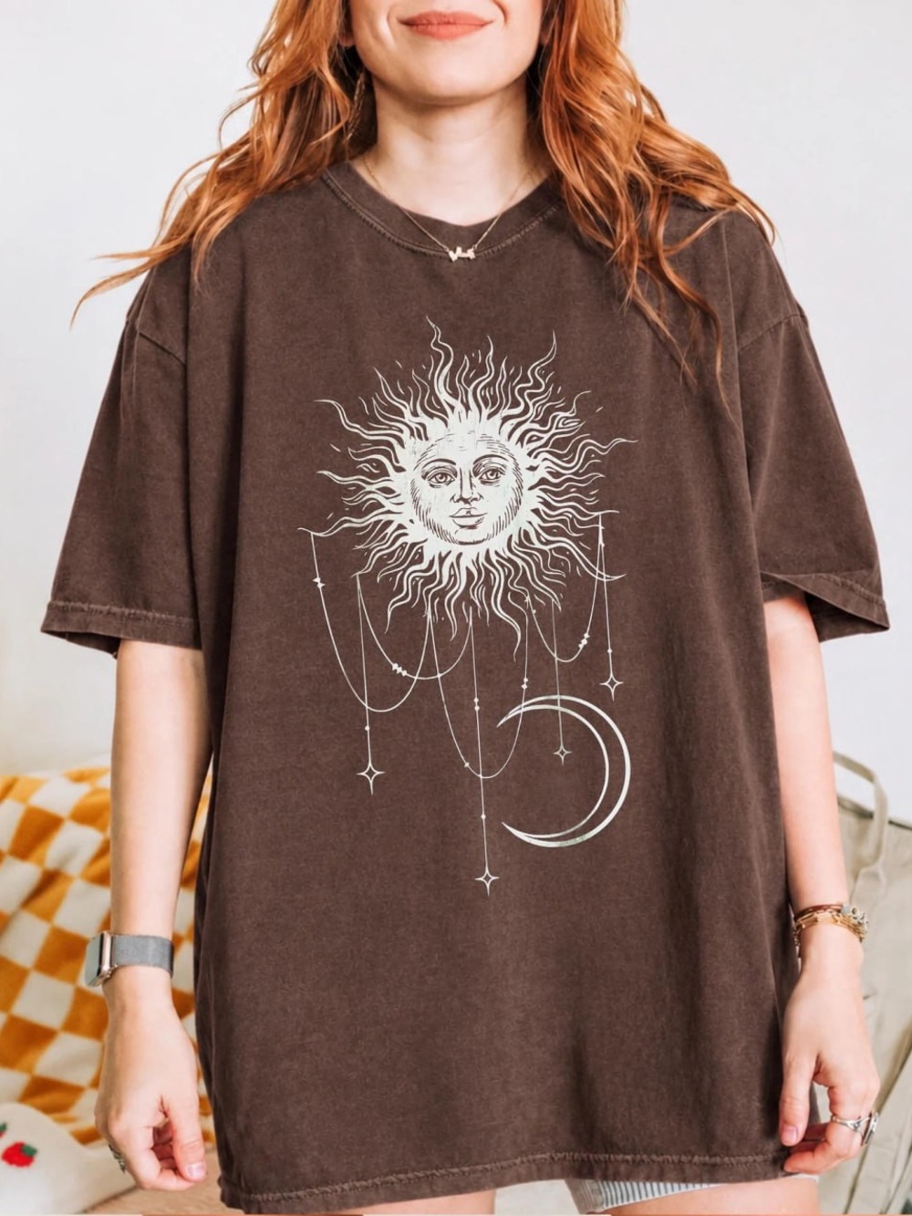Graphic Sun & Moon Brown Tee